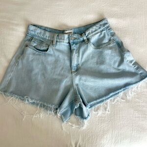 Sneak Peek Light Blue Frayed Jean Shorts